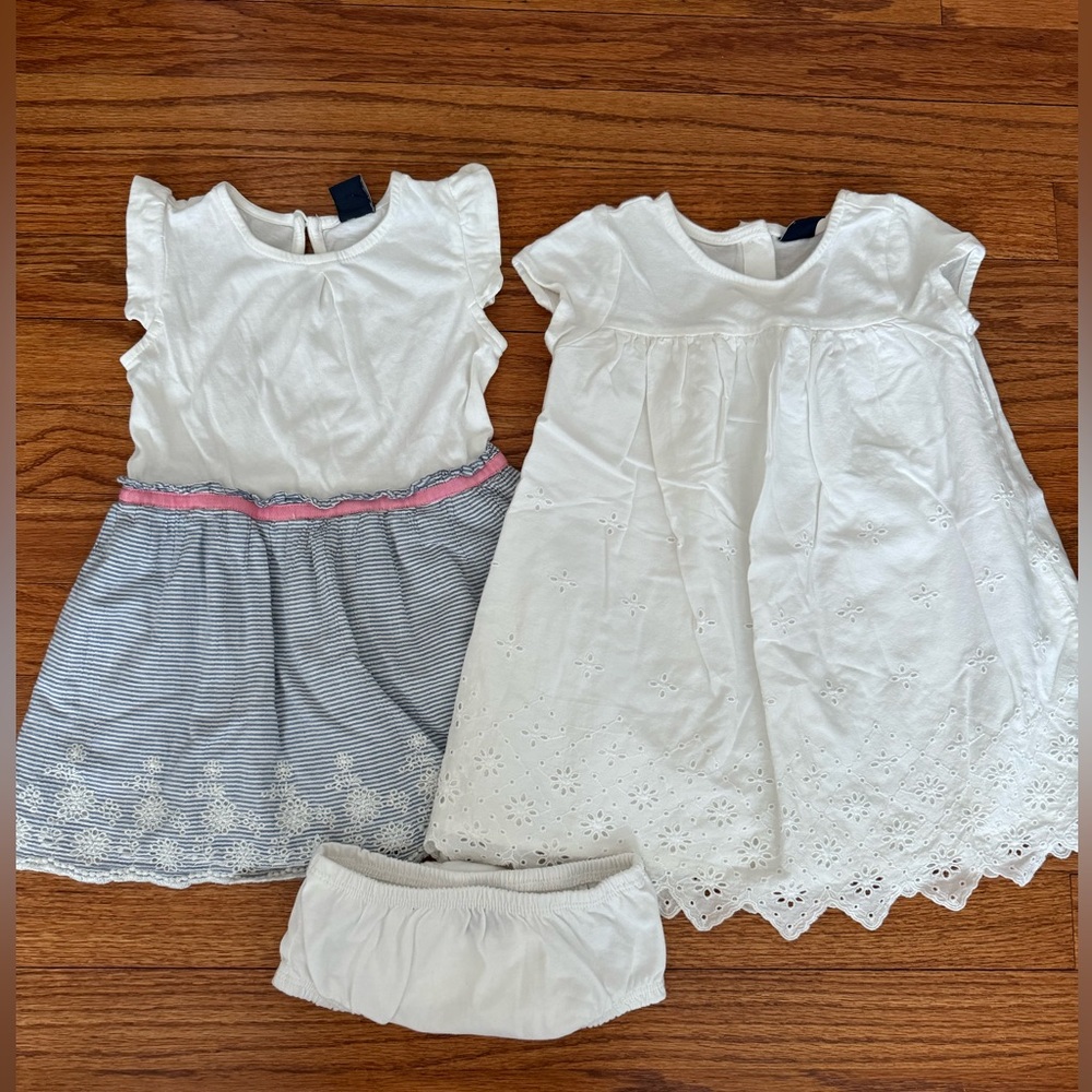 Duo of Baby GAP Sweet Summer Dresses in Size 2 Years- Eyelet Embroidery Detail